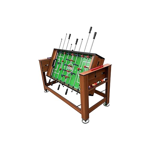 KICK Dyad 55" 2-in-1 Multi-Game Table – Foosball & Billiards/Pool Table - color: Brown