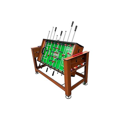 KICK Dyad 55" 2-in-1 Multi-Game Table – Foosball & Billiards/Pool Table - color: Brown