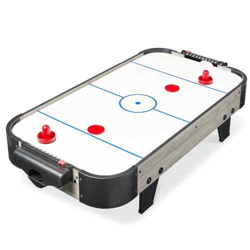 Best Choice Products Portable Tabletop Air Hockey Table for Game Room w/ 100V Motor, Electric Fan, 2 Strikers, 2 Pucks - color: Gray