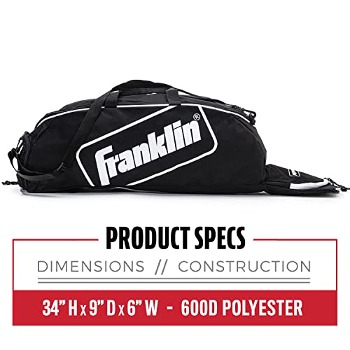 Franklin Sports Youth Baseball + Softball Bat Bag - Boys + Girls Tee Ball, Softball + Baseball Bag for Kids - color: Black