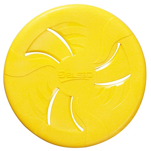 Indestructible Flying Discs, Interactive Dog Toy, Soft Lightweight Fetch Toys for Medium Large Dogs, Floats in Water & Safe on Teeth, 9 inch(Large, Yellow) - color: Yellow, size: Large