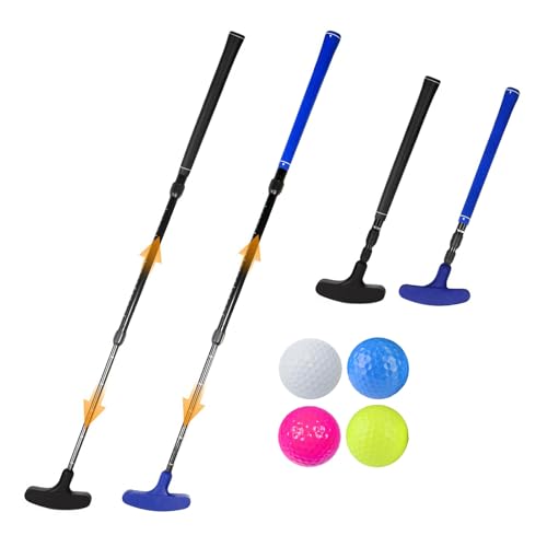 Adjustable Mini Golf Putter Set, Golf Putters Club for Left or Right Handed | Women's Putt Putt Golf Clubs for Men right hand, Practice Putting Heavy Duty TPR Head, 16-35 Inch Length, 2 Pack with 4 Balls - color: BKBL
