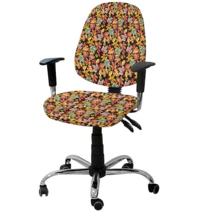 Savannan Office Chair Cover, Fall Orange Maple Leaf Watercolor Protective Stretch Elastic Universal Cover for Desk Task Chair,Computer Rotating Chair 1 Pcs Fallen Leaves