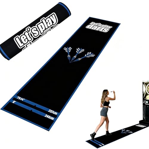 Professional Darts Throw Line Mat 102 x 23.6 Inch, Dual Standard Oche Marked Floor Mat for Steel Tip & Soft Tip Darts, Non-Slip Roll-Up Dart Game Accessory for Home & Tournament Use
