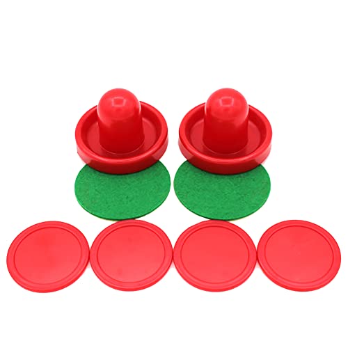 GSHLLO 8 Pcs 60mm Mini Red Air Hockey Pushers Air Hockey Pucks Strickers Goal Handles Paddles Replacement Accessories for Game Tables