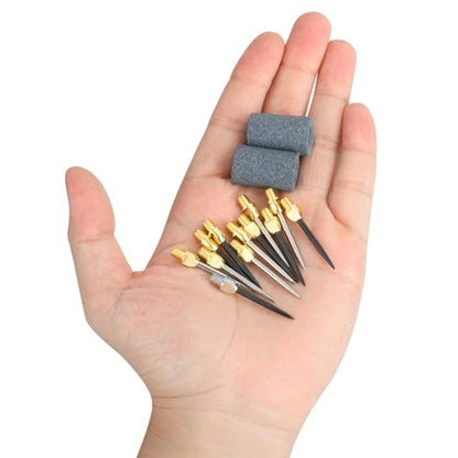 Cosmos 12 Pcs Steel Dart Tips with 2 Dart Sharpener, Dart Metal Tip Converter Points 2BA Thread Dart Replacement Tips Dart Sharpening Sand Stones Darts Needle Accessories - color: G-Black/G-Silver