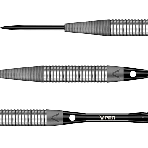 Viper Sinister Steel Tip Darts, 95% Tungsten Darts Metal Tip Dart Set for Sisal Dartboard, Sandblasted Barrels, Aluminum Dart Shafts with Locking Holes, Professional Grade - size: 26 Grams, style: Shark Cut