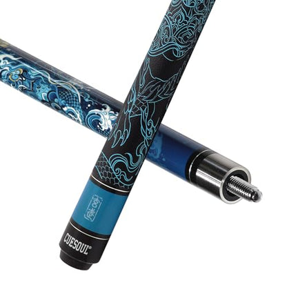 CUESOUL 19oz Pool Cue with Black case,13mm Tip,58inches Mythological Symbols Pattern 4 Styles - color: Tortoise