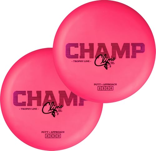 Climo Disc Golf Champ Putter 2-Pack - Trophy Line Plastic - 173+ Grams - White, Black, or Pink – Matching Putters – Ken Climo 12X World Champion