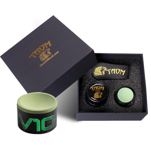 TAOM Upgrade Pool Chalk Holder Round Shaped Practical Tool Billiards Accessories Magnetic Mini Chalk Tip Case Container Round Box Billiards,Cue Tip Tool Scuffer Shaper - color: 1-Gift Set-Black with V10 Green