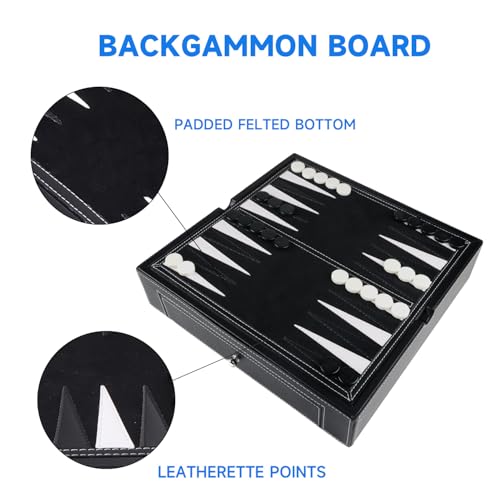 GSE Games & Sports Expert 12.5" Premium Leather 5-in-1 Chess, Checkers, Backgammon, Chinese Checkers, and Poker Dice Board Game Combo Set for Kids & Adults