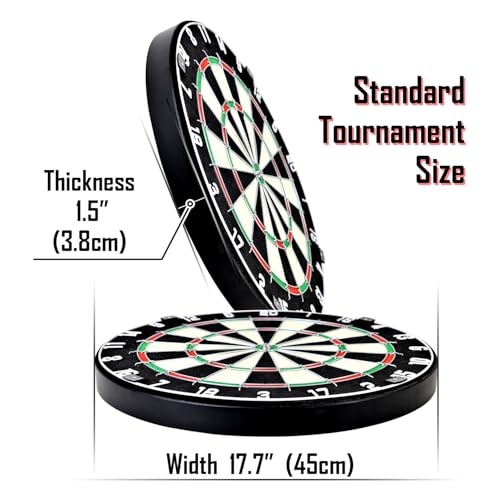 Dartboard with Staple-Free Bullseye Easily Recognizable Numbers 18g Steel Tip Darts Set 12 Steel Tip Darts 18g Mounting Kits Include - style: DB