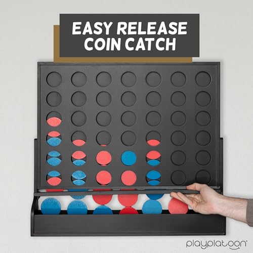 Play Platoon Wall Mounted Giant 4-in-a-Row & Magnetic Tic Tac Toe - Large Wood & Metal Games for Game Room, Bar, Basement, or Playroom Decor - Rustic & Engaging Fun for All Ages