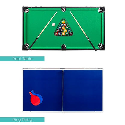 Best Choice Products Multi-Game Table Series – Interactive Game Tables for Kids with Foosball, Air Hockey, Billiards, Ping Pong & More | Childrens - color: 4-in-1 Dark Wood