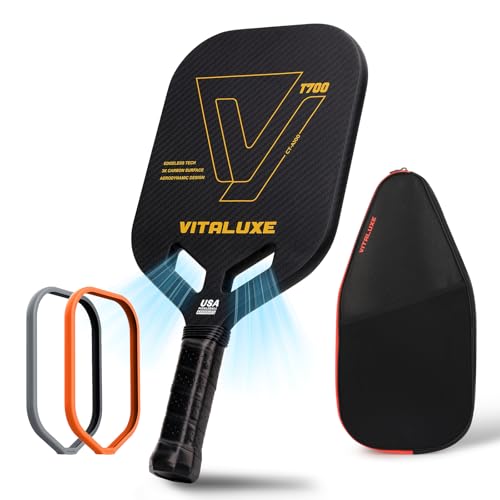 T700 Raw Carbon Fiber Pickleball Paddle, Edgeless 3K Textured Carbon Friction Surface, Thermoformed Raquette Pickleball with Aerodynamic Design used for tournament, Power & Control & Spin Max