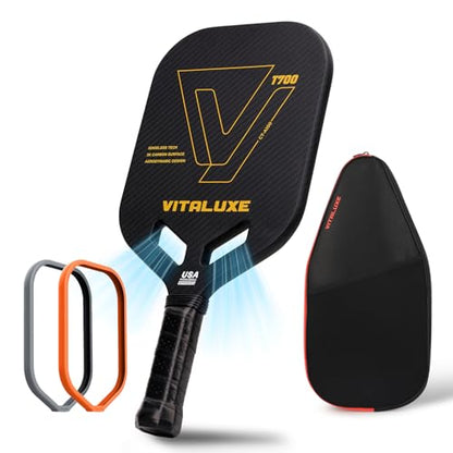 T700 Raw Carbon Fiber Pickleball Paddle, Edgeless 3K Textured Carbon Friction Surface, Thermoformed Raquette Pickleball with Aerodynamic Design used for tournament, Power & Control & Spin Max