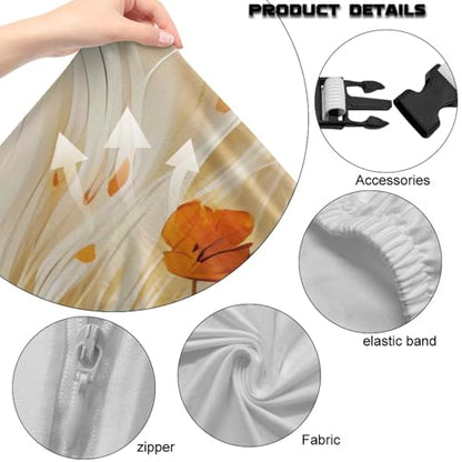 Horse Flower Print Gaming Chair Covers Slipcovers 4Pcs with Armrest Cover Dust-Proof Skin Friendly Gamer Desk Chair Covers Fits Most Office/PC Chairs & Racing Style Seats - color: Orange - Horse Flower
