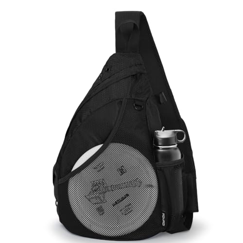 MOYAQI Disc Golf Bag with Retriever Holder and Storage Pockets, Disc Golf Backpack with 8-10 Disc Capacity, Padded Adjustable Strap and Back Panel, Lightweight and Durable - color: Dark black
