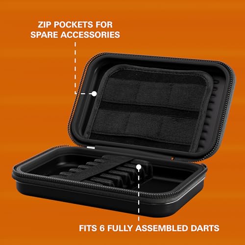 Target Darts Takoma XL Darts Wallet Case, Orange – Holds 6 Darts, Protective EVA Holder with Double Zip Lock Pouches – Professional Dart Accessories - color: Orange