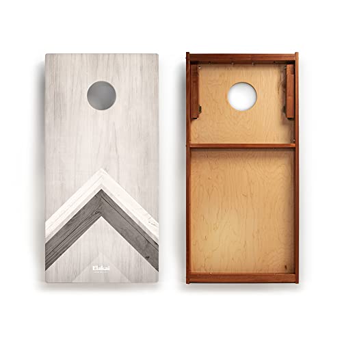 Elakai Retro Woody Series Premium Regulation Cornhole Boards 2x4 - color: Silver Chevron