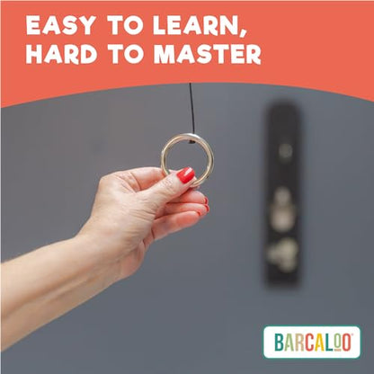 Barcaloo Hook and Ring Game with Bottle Opener and Magnetic Bottle Cap Catch - Adult Ring Toss Game for Both Indoor and Outdoor Use - color: Black
