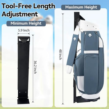 Black Wall Mount Golf Bag Holder - 55LBS Capacity, Adjustable Height 36.2"-48" & 5.9" Width, Heavy-Duty Steel Golf Storage Rack for Garage, Home, Golf Club, Space-Saving Design - size: 36.2"-48" & 5.9"