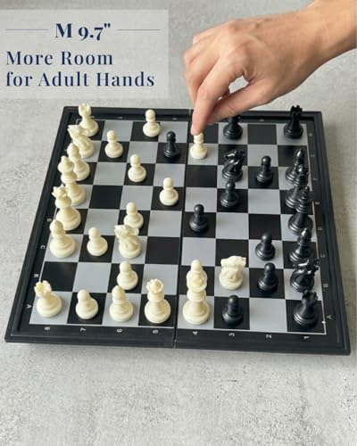 Travel Chess Set Magnetic Portable Folding Chess Board (Medium / 9.7 Inch) - size: Medium / 9.7 Inch