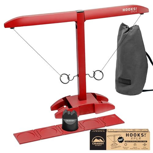 Craggy Games Ring Toss & Shot Ladder Game Hooks XPLR - Portable Aluminum Hook and Ring for Indoor/Outdoor Games - Game Night, Party Games, Travel, Multiplayer Fun - color: Ember
