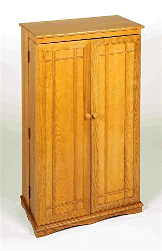 Leslie Dame Solid Oak Multimedia Storage Cabinet with Classic Mission Style Doors, Honey Oak - color: Oak