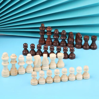 32Pcs Chess Pieces Only,Wooden International Chessmen Pieces,Hand Carved Figures Chess Game Pawns (2inch)