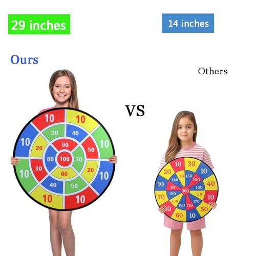 29" Kids Dart Board Game Set, Large Dart Board Toys with 24 Sticky Balls, Sticky Dart Board Indoor Outdoor Sport Fun Party Game Toys for Kids Boys Girls Ages 3 4 5 6 7 8 9 10