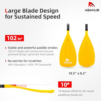 Abahub 1 x 3 Section Carbon Fiber SUP Paddle, Adjustable 67''-86'' Stand Up Paddle Lightweight Carbon Shaft, Black/Blue/Yellow/Green/Orange/Red Plastic Blade + Paddle Bag - color: Yellow-SUP Paddle