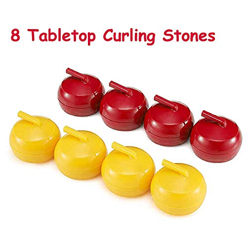 Rulbelok Table Top Fun Compact Curling Board Game Set for Adults Shuffleboard Pucks with Portable Rollers Desk for Adults