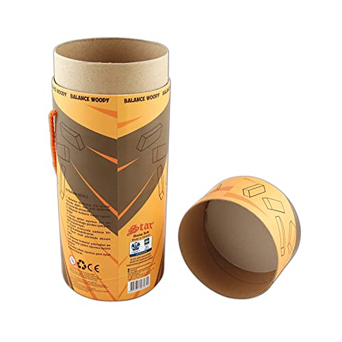 Balance Woody Stacking Tumbler Tower with Heavy-Duty Orange Box, Premium Quality Wooden Blocks Game for 2-8 Person, Outdoor Family and Friends Camping Game Night for Adults