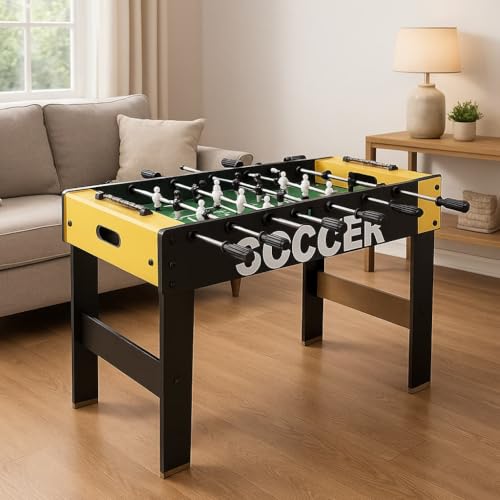 Full Size Professional Foosball Table - With 2 Mini Balls - Score Marker - For Adults, Boys & Girls Ages 3+ - Wooden Soccer Game Table - Solid & Sturdy