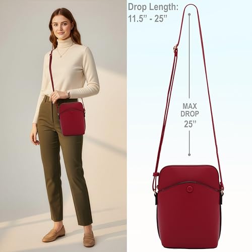Solene Small Crossbody Bag with Gold Hardware, Mini Shoulder Purse with Adjustable Strap - color: Red
