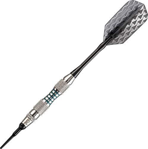 Viper by GLD Products Bobcat Adjustable Weight Soft Tip Darts with Storage/Travel Case - size: 16 Grams (Adjustable to 18 and 19 Grams), style: Nickel Silver Plated with Light Blue Rings