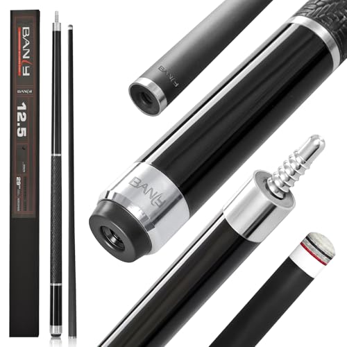 Banly Carbon Fiber Pool Cue Stick - Billiard Pool Stick for Adults, Low Deflection Pool Stick with Metal Ring Professional Cue Stick with Box Case - color: Black