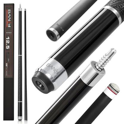 Banly Carbon Fiber Pool Cue Stick - Billiard Pool Stick for Adults, Low Deflection Pool Stick with Metal Ring Professional Cue Stick with Box Case - color: Black