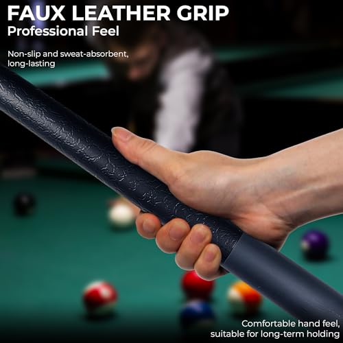 58 Inch Pool Cues, 2-Piece Billiard House Bar Pool Cue Sticks with Multi Layer Soft Leather Grip, Set of 2 Canadian Maple Wood Billiard Sticks - color: 2PK-Red/Black
