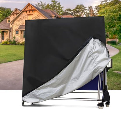 Ping Pong Table Cover, Fits Folding Table Tennis - Heavy Duty Oxford Cloth Waterproof and Scratch Resistant Folding Table Cover - color: Black