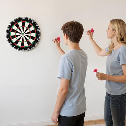 VEVOR Dart Board, High-Grade Self-Healing Sisal Fiber Dartboard with Staple-Free Bullseye, Blade Wire & Rotating Number Ring, 17.7" Professional Dartboard for Home Party Game Room (Darts Not Included)