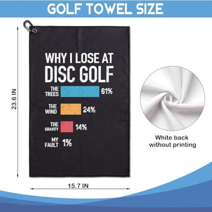 Why I Lose at Disc Golf Printed Microfiber Golf Towel, Funny Men Frisbee Golfing Towels, Golfer Bags Accessories Gifts for Men Disc Lover Golfer Fan Dad Grandpa Uncle Brother Family Friend - color: Multicolor062