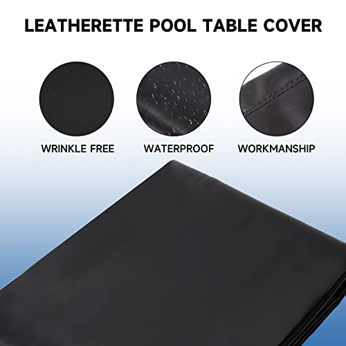 GSE Games & Sports Expert Billiard Table Covers, 7'/8'/9' Waterproof & Tearproof Heavy Duty Leatherette Pool Table Cover (Several Colors Available) - color: Black - 7ft