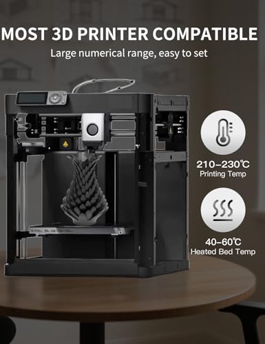 RAMBERY Black PLA+ 3D Printer Filament 1.75mm 1kg Spool, Toughness Upgraded 3D Printing Filament, Neatly Wound Fit Most FDM Printers - color: Pla+ Black, size: 1kg