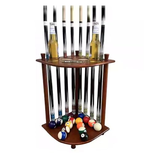 Freestanding Billiards Storage Rack,Solid Wood Floor Standing Pool Cue Holder,Ball Storage,for 8 Cues Sticks Storage(Color2) - color: Color2