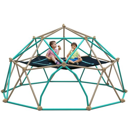 Merax 13FT Climbing Dome with Hammock, Outdoor Geometric Dome Climber Play Center for Kids 3-10 Supporting 1000 lbs, Easy Assembly Jungle Gym - style: 13FT Blue & Coffee