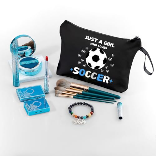 Soccer Cosmetic Makeup Bag, Soccer Gifts for Girls, Travel Organizer, Multifunctional Cosmetic Bag, Black - color: soccer-H