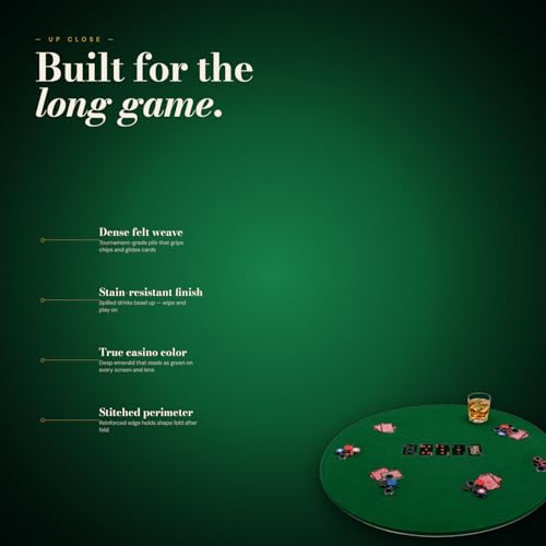 Altatac Felt Card Poker Table Cover 36-42 inches Green Stretch Elastic Fitted Bridge Card, Mahjong, Dominoes and Casino Game Night Table Topper Table Cloth Protector