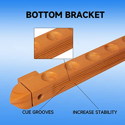 GSE Games & Sports Expert 2-Piece 6/8/12 Billiard Pool Cue Rack Wall Mounted Holders, Billiard Cue Sticks Wall Rack Set - style: 6 Cue - Oak